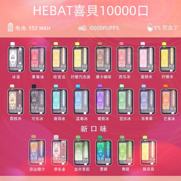 喜貝HEBAT10000口 拋棄式電子煙 喜貝一次性電子菸線上購買 新日期 10/02